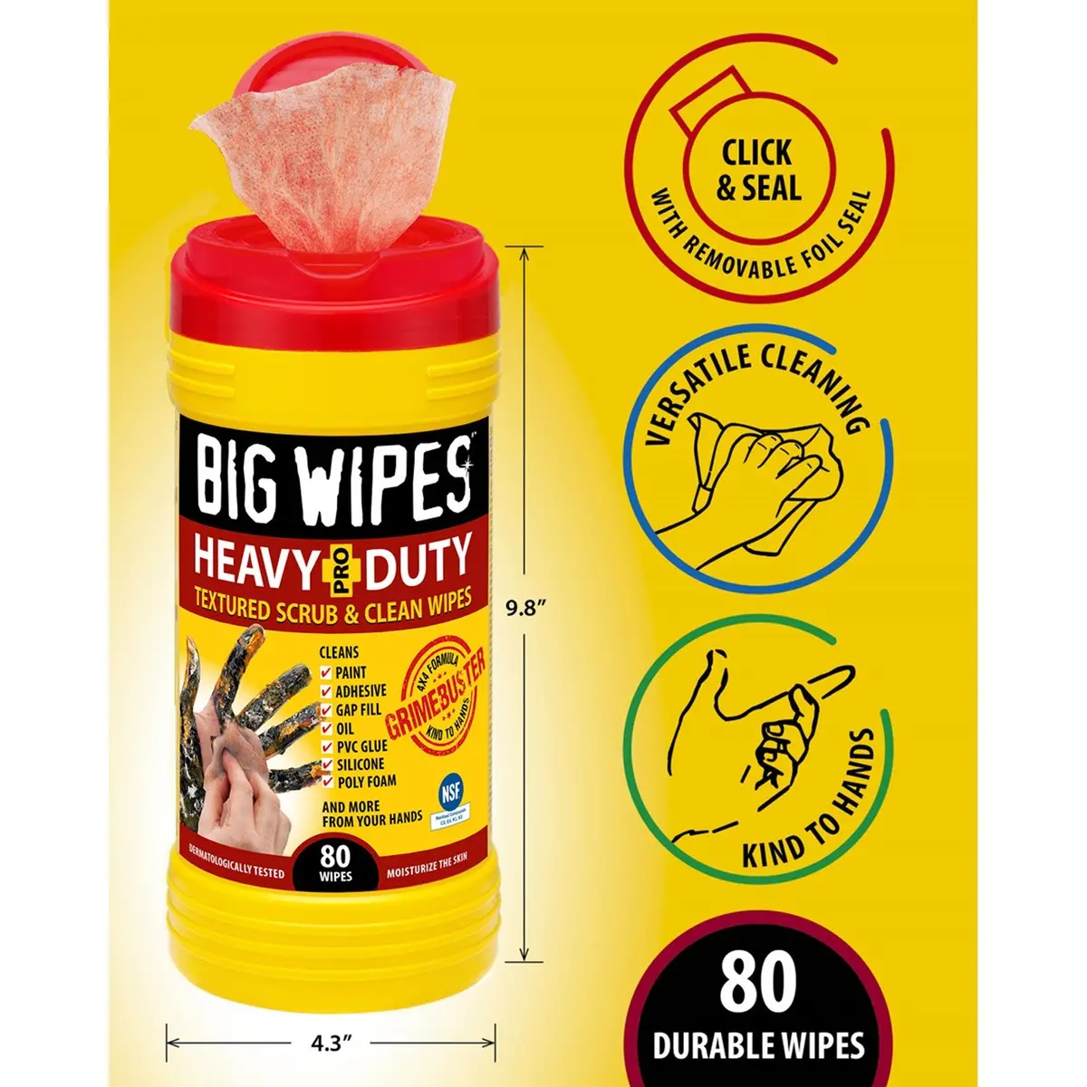 Big Wipes Pro + Heavy Duty Industrial Textured Scrubbing Wipes - 80 Wipes 2