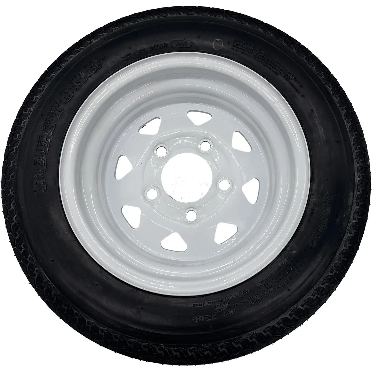 Deestone D901 4.80-12 Lrc 6 Ply Trailer Tire On A 5 On 4.5 Spoked Wheel 2