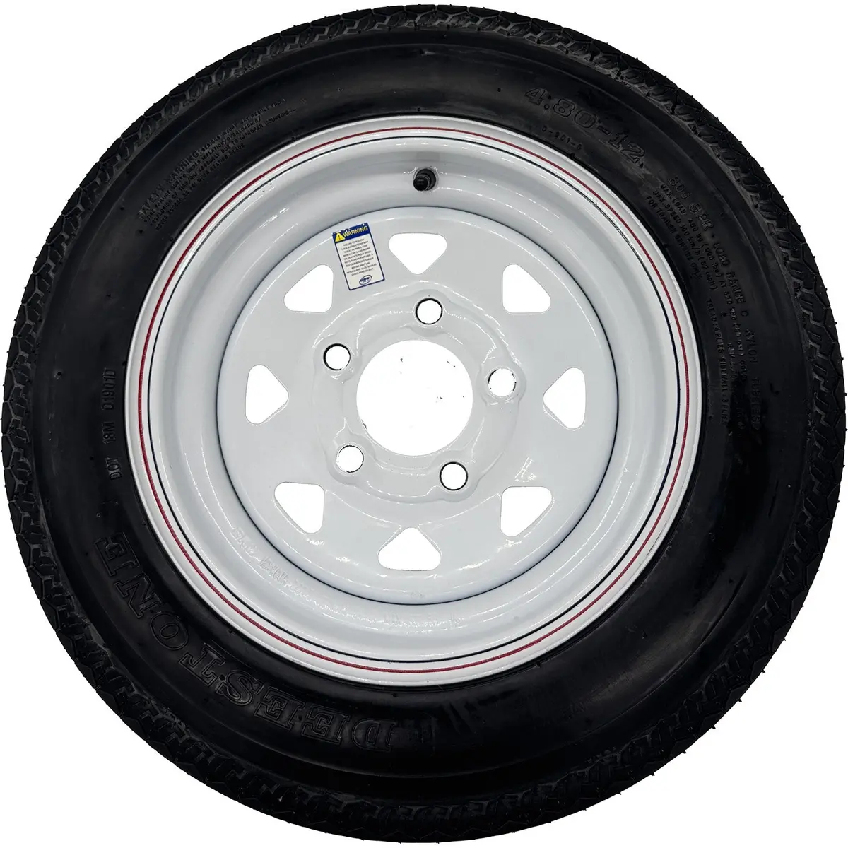 Deestone D901 4.80-12 Lrc 6 Ply Trailer Tire On A 5 On 4.5 Spoked Wheel 1