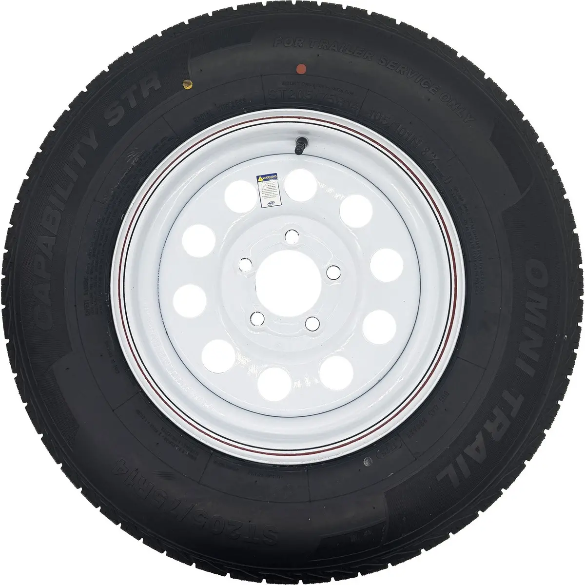 Omni Trail Capability Str 205/75R14 Lrd 8 Ply Trailer Tire On A 5 On 4.5 Modular Wheel 1