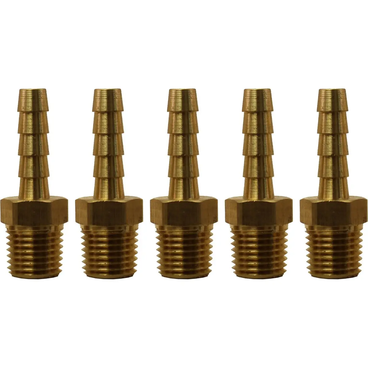 1/4" Hose Barb X 1/4" Mpt Brass Hose Fitting Pack Of 5 1