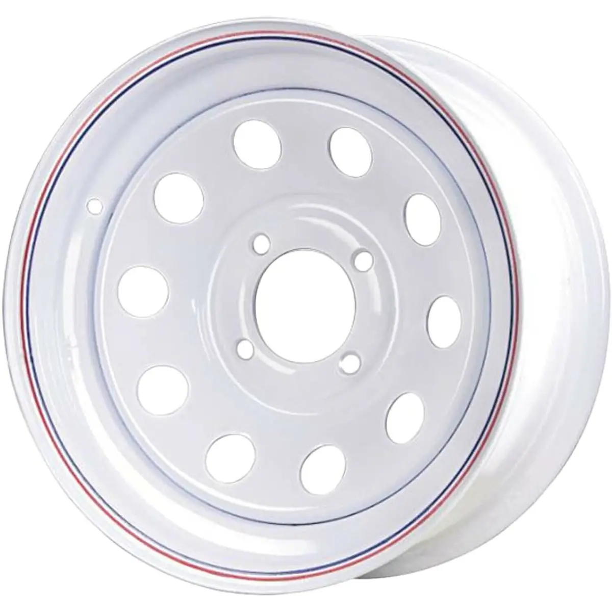 Carlisle 12X4 4 On 4 Modular Steel Trailer Wheel - White With Pin Stripes 1
