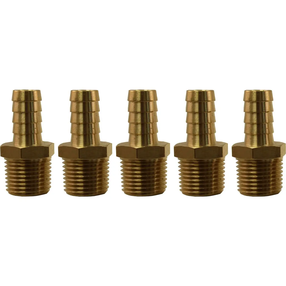 1/2" Hose Barb X 1/2" Mpt Brass Hose Fitting Pack Of 5 1