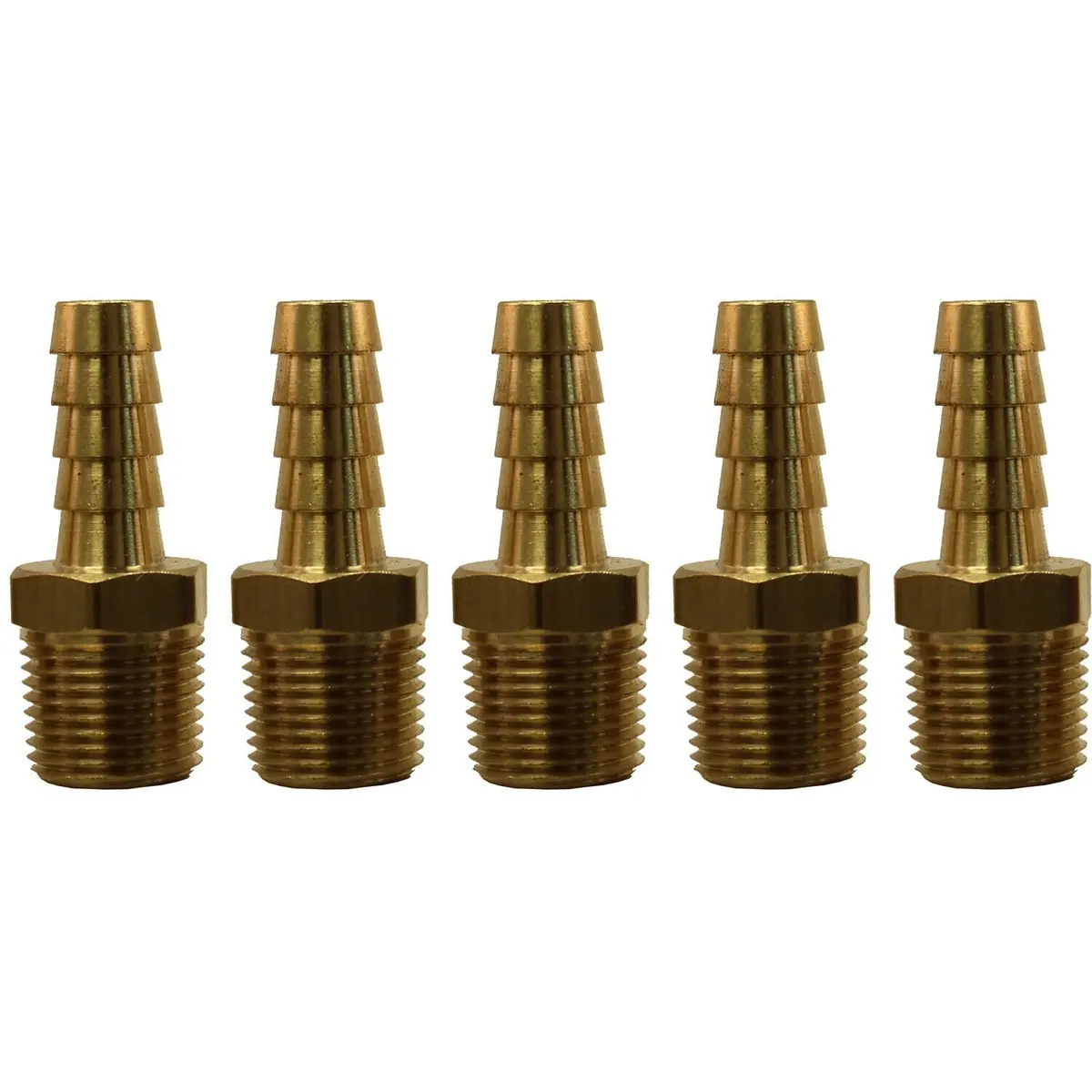 3/8" Hose Barb X 3/8" Mpt Brass Hose Fitting Pack Of 5 1