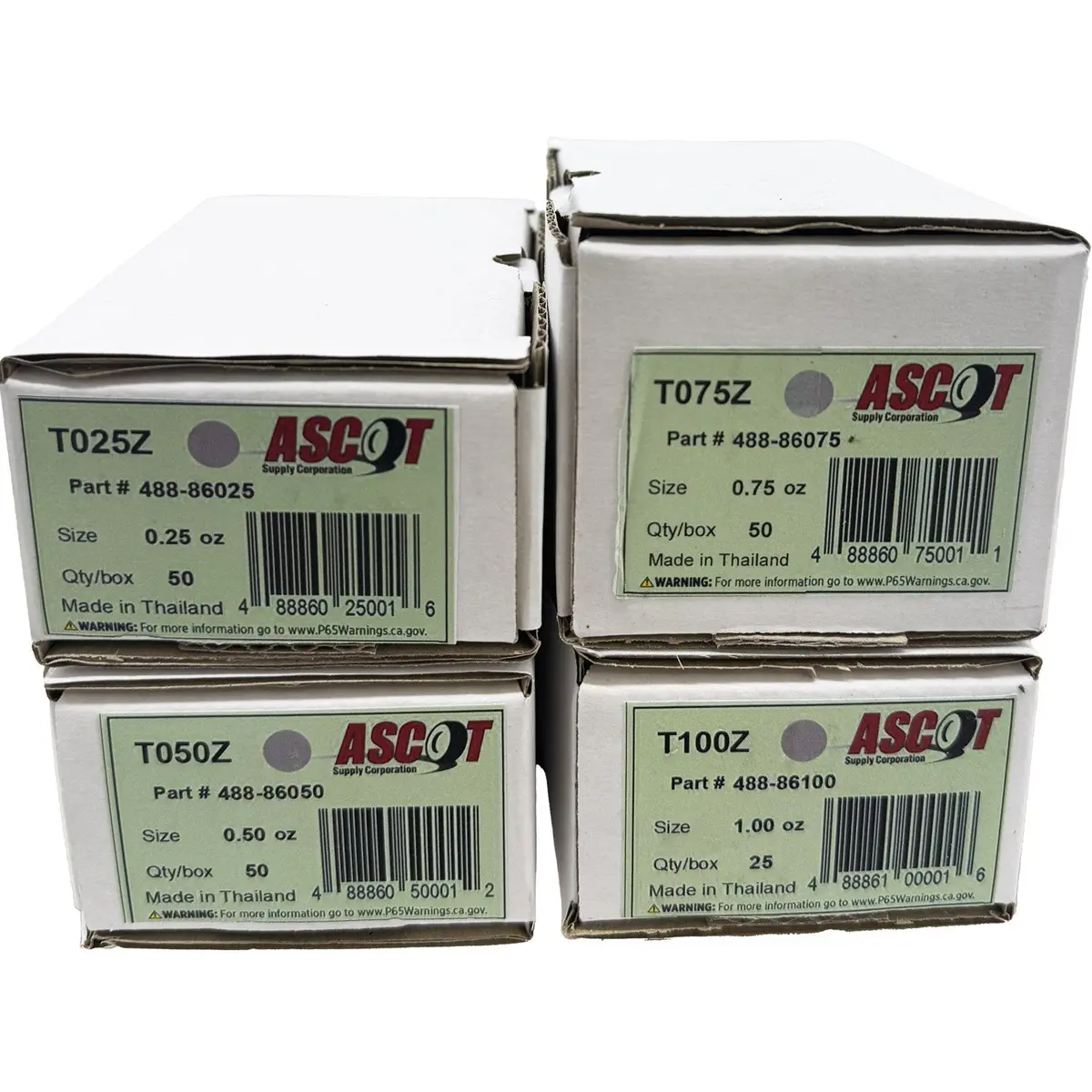 Ascot T Style Coated Zinc Clip-On Wheel Weight Bundle .25Oz-1.00Oz (4 Items) 1