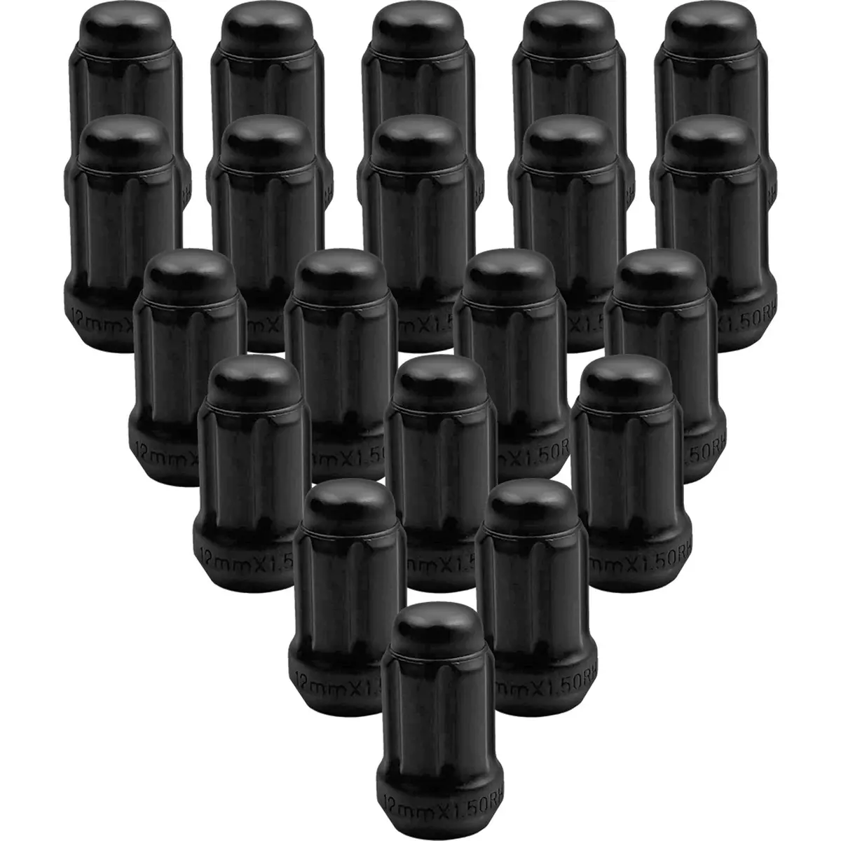 Premium Service M12x1.50 6-Spline Wheel Lug Nut - Black Pack Of 20 1