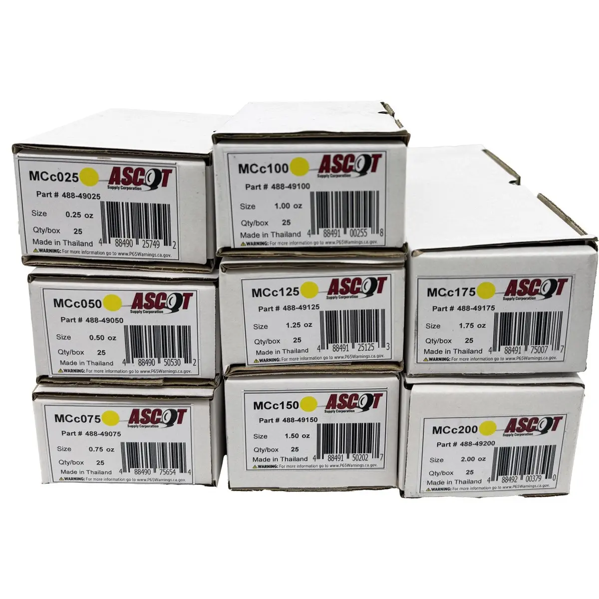 Ascot Mc Style Coated Lead Clip-On Wheel Weight Bundle .25Oz-2.00Oz (8 Items) 1