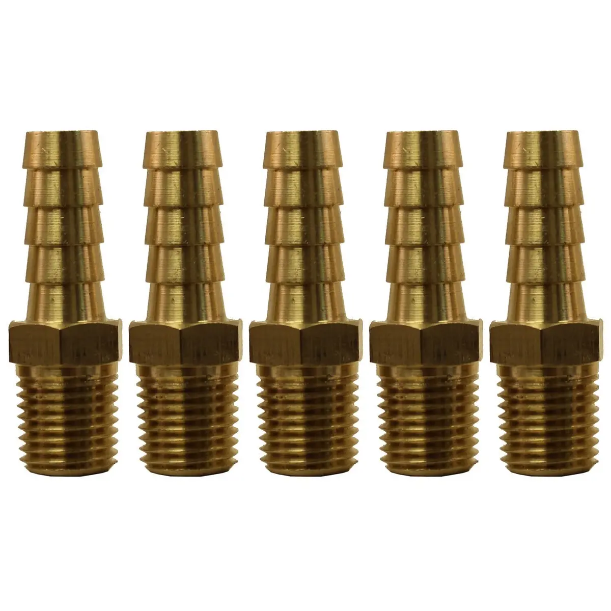 3/8" Hose Barb X 1/4" Mpt Brass Hose Fitting Pack Of 5 1
