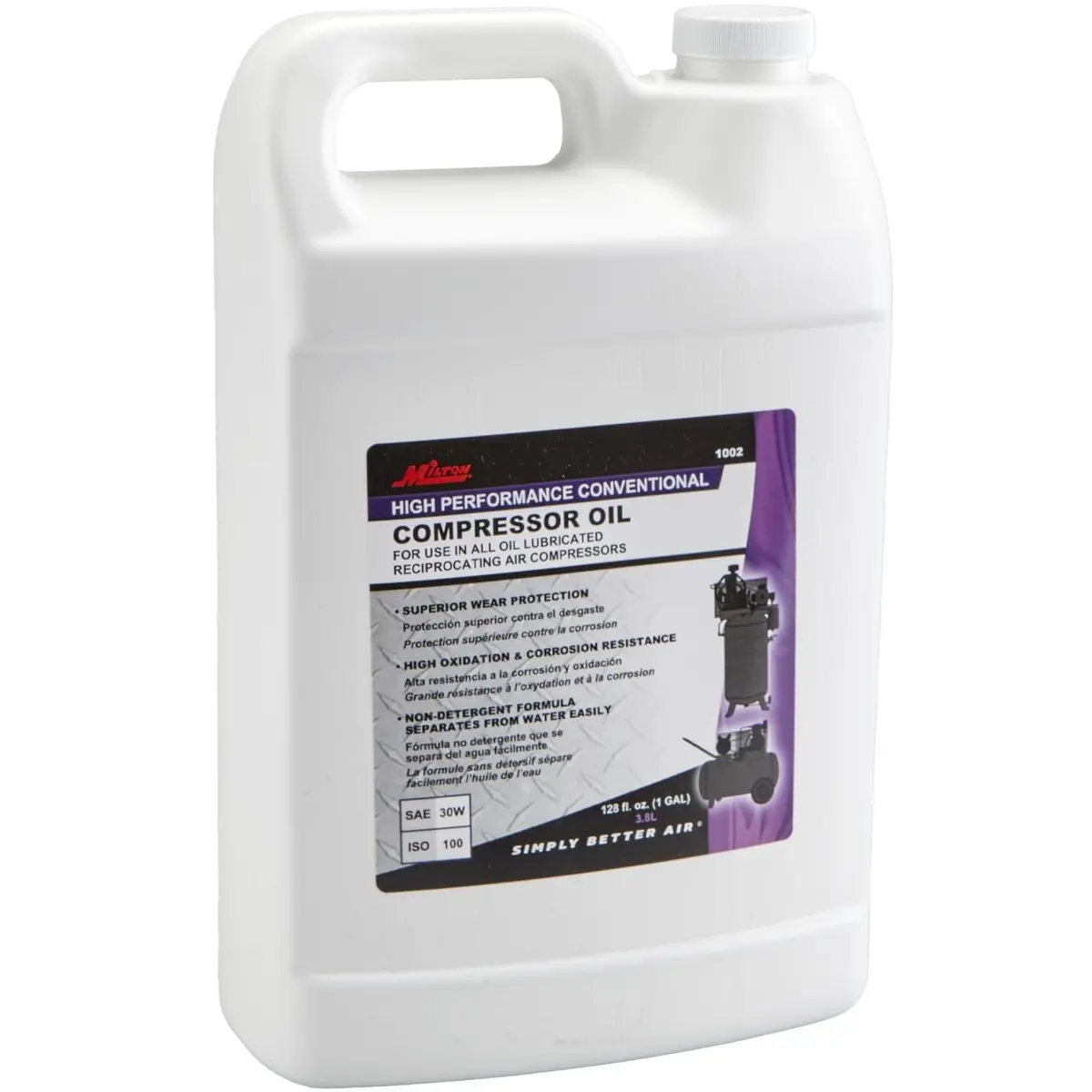 Milton 1002 High Performance Air Compressor Oil Sae 30W - 1 Gallon 1