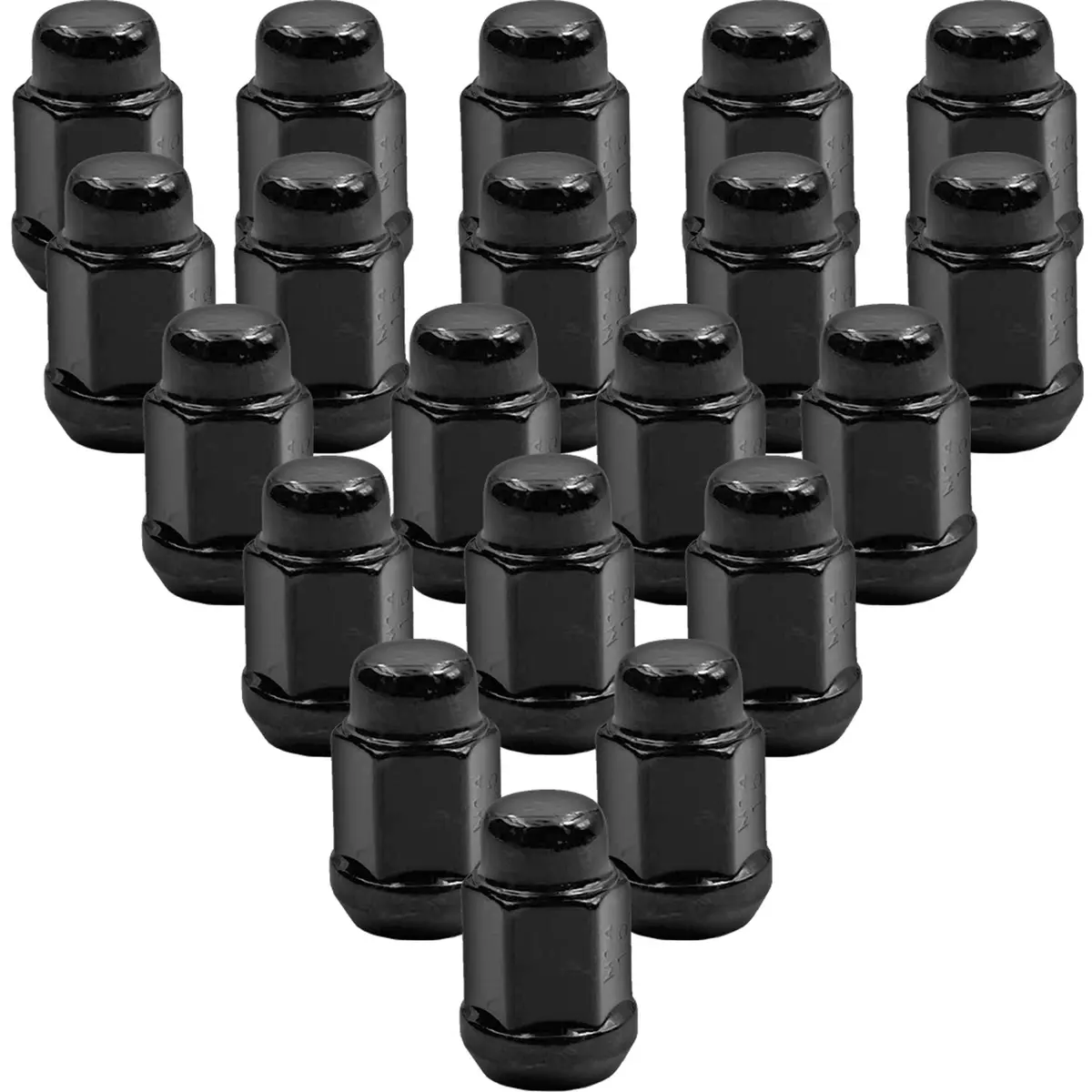Premium Service M14x1.50 Bulge Acorn 2Pc Wheel Lug Nut 3/4" Hex - Black Pack Of 20 1