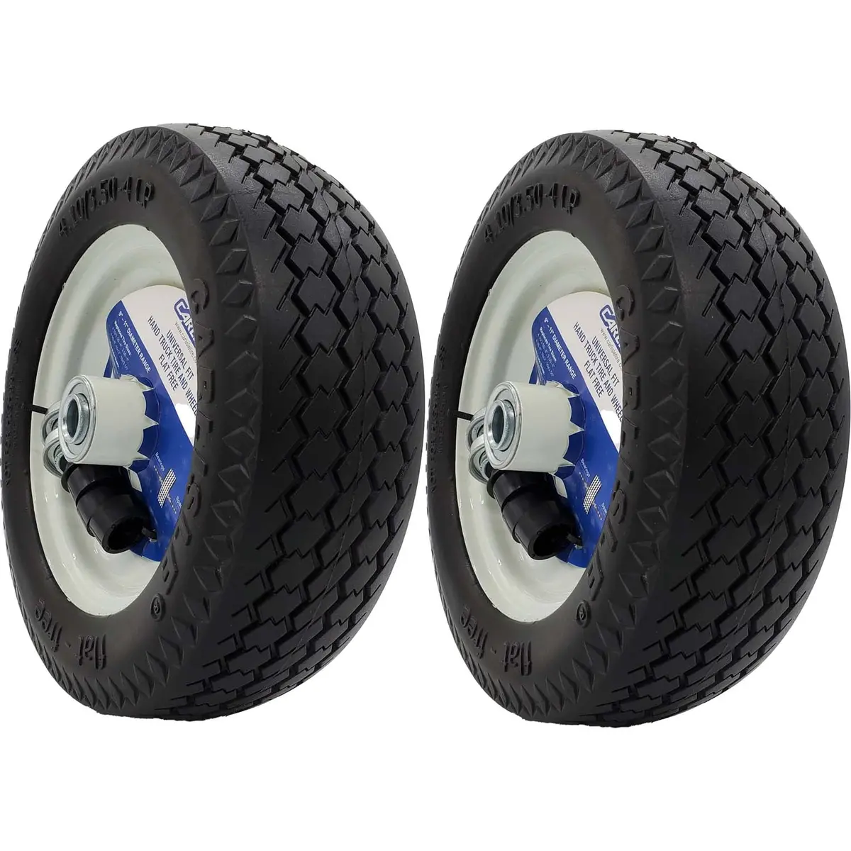 Carlisle 483811 Flat Free Universal Utility Tire On Rim 4.10/3.50-4 Pack Of 2 1