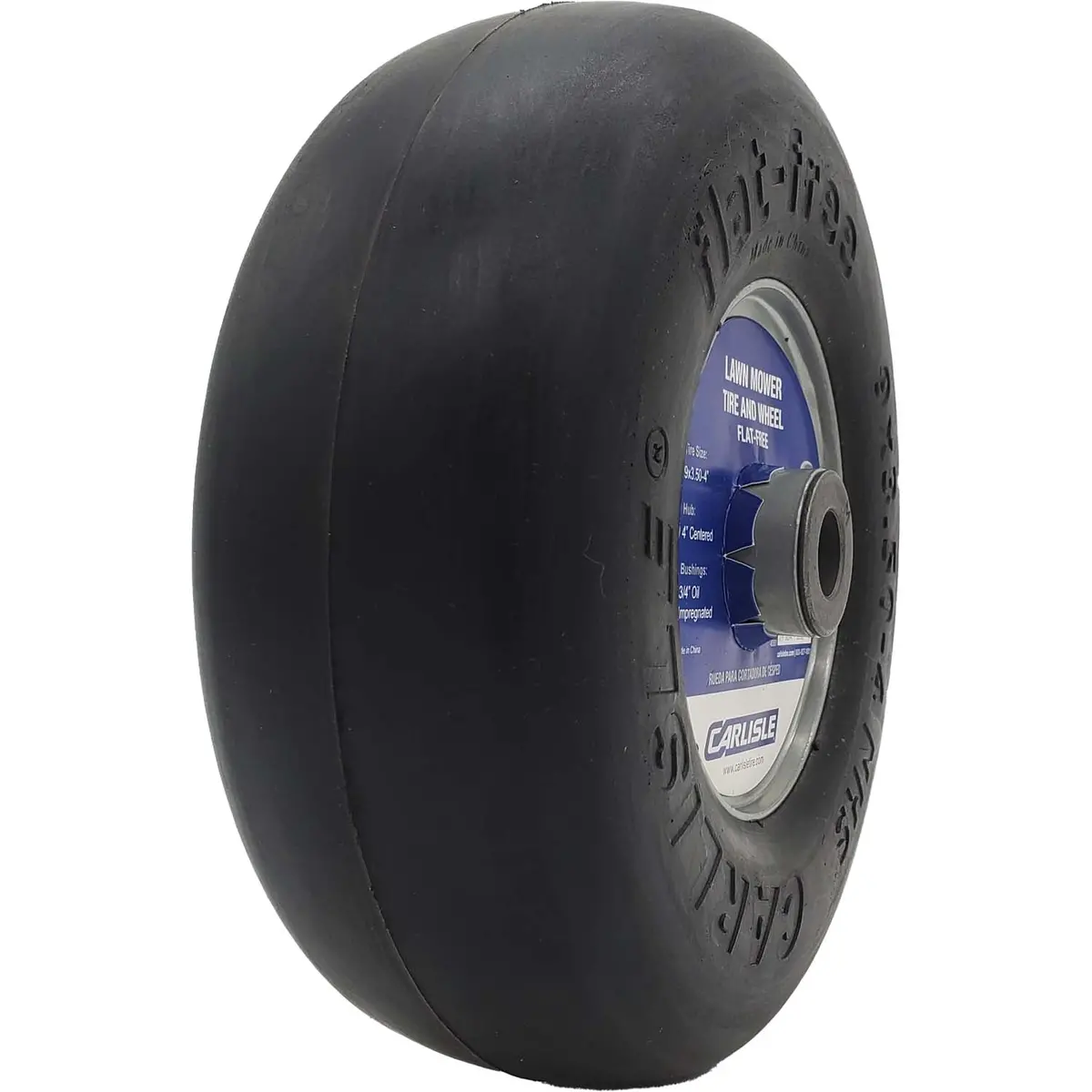 Carlisle 483831 Flat Free Smooth Sp Lawn Mower Tire On Rim 9X3.50-4 1