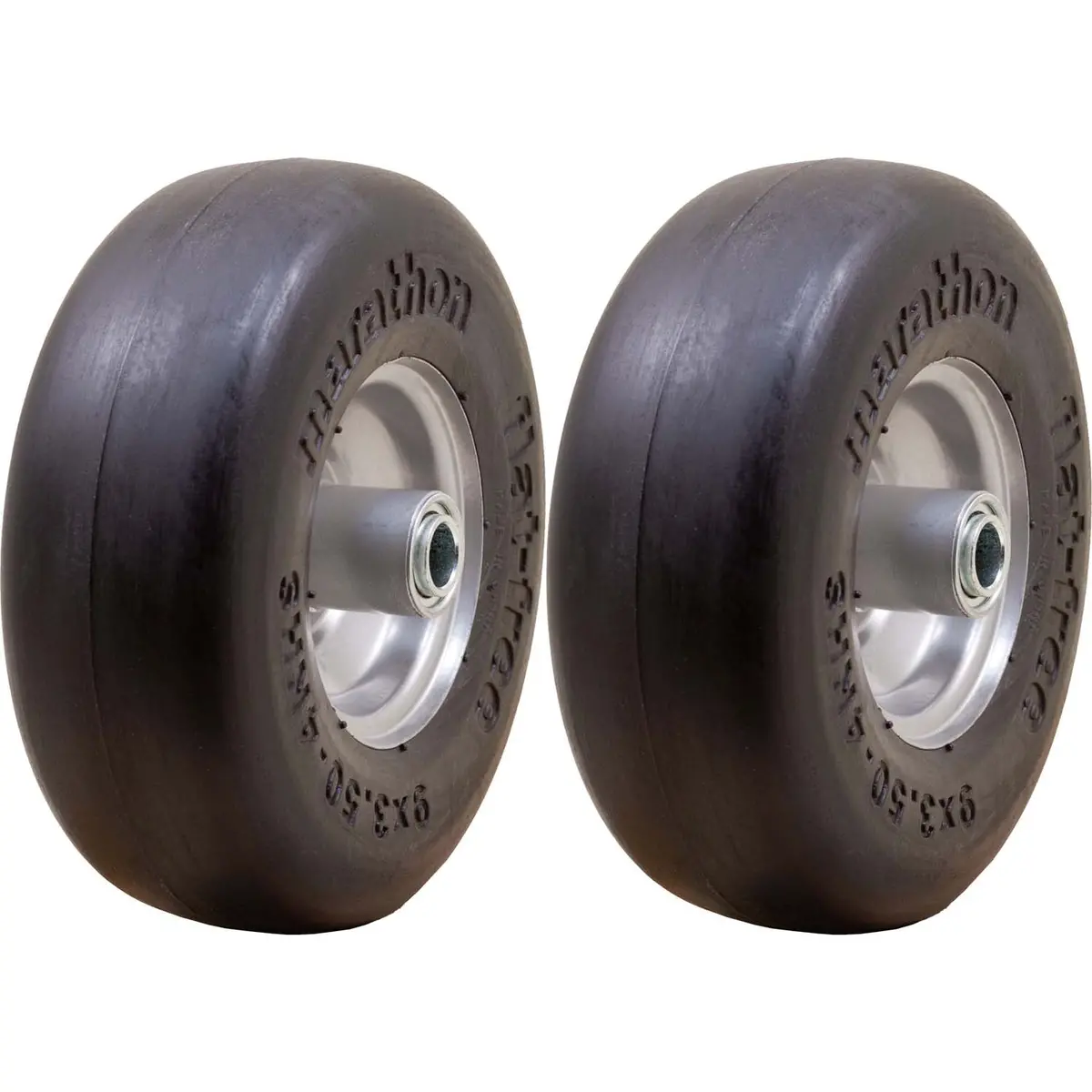 Carlisle 483831 Flat Free Smooth Sp Lawn Mower Tire On Rim 9X3.50-4 Pack Of 2 1