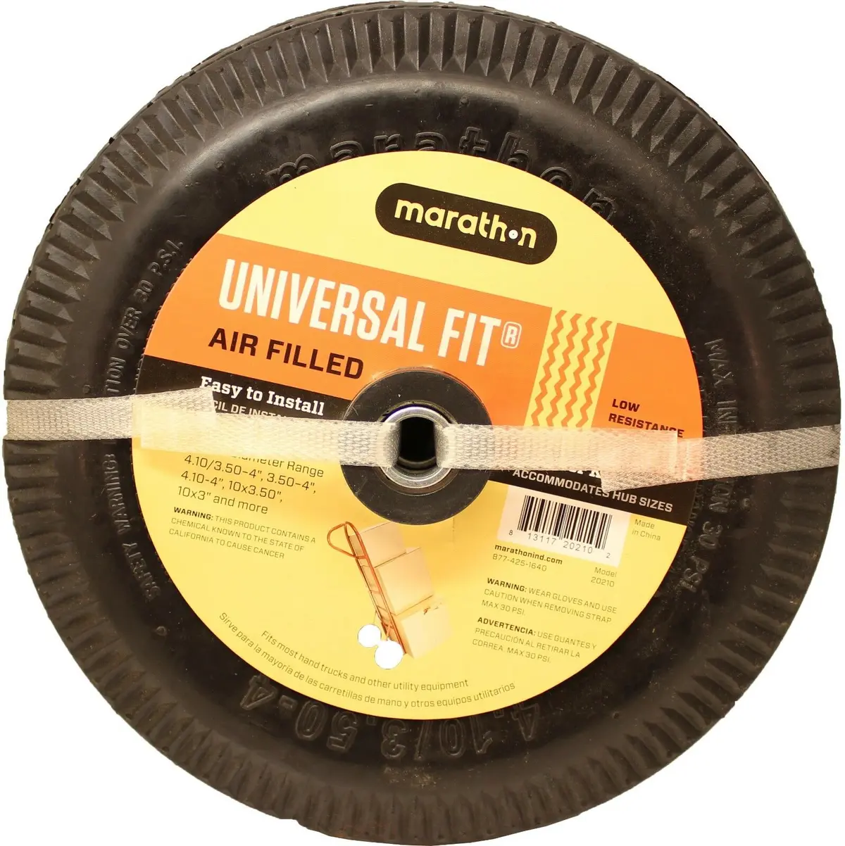 Marathon 20210 Pneumatic Air Universal Fit All Purpose Utility Tire 4.10/3.50-4 1