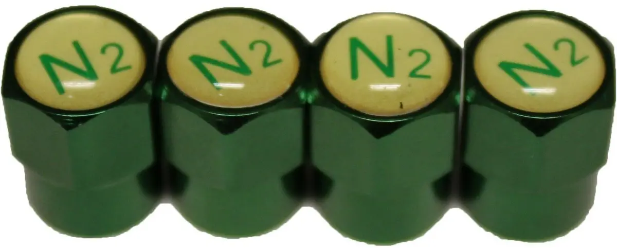 Aluminum Nitrogen N2 Tire Valve Cap Green Pack Of 4 1
