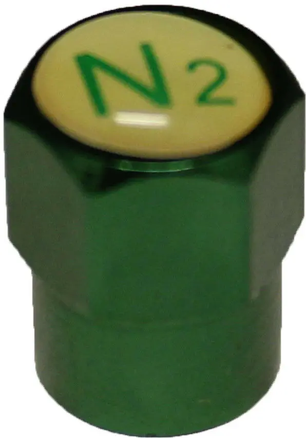 59-0019 Nitrogen N2 Indicating Aluminum Tire Valve Cap Green Pack Of 100 2