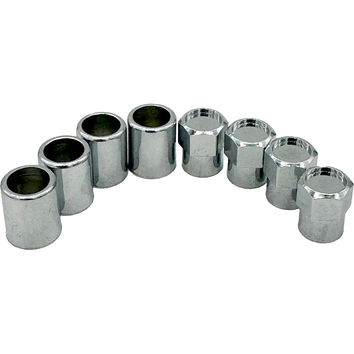 Tire Valve Stem Chrome Sleeve And Hex Chrome Valve Cap Set 1