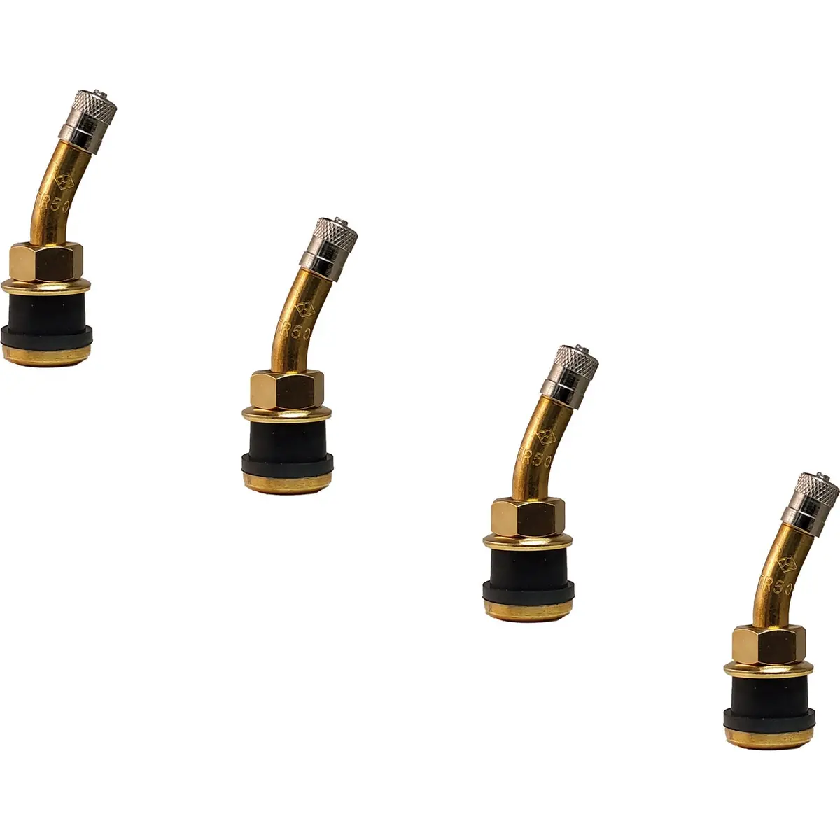 Radial Commander Brass Valve Stem With 23° Bend For .625" Valve Holes Pack Of 4 1