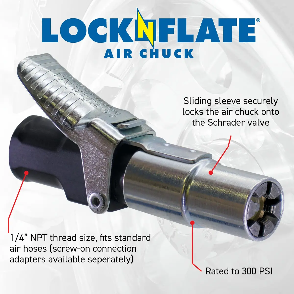 Locknlube Grease Gun Coupler And Locknflate Closed Flow Locking Air Chuck Bundle 2