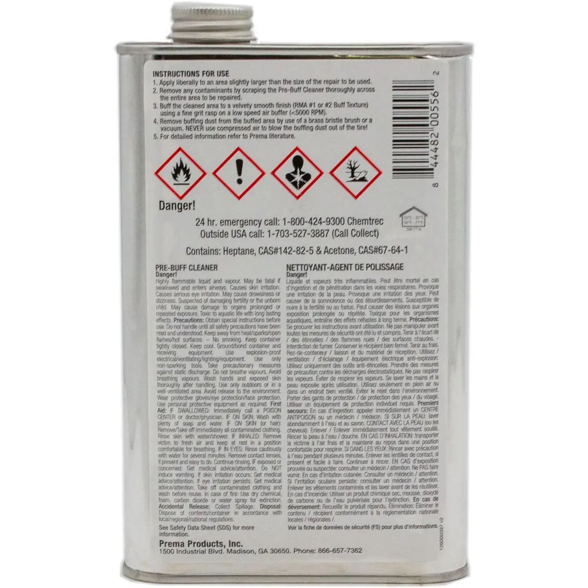 Prema Ppc-32 Pre-Buff Cleaner Spout Can Flammable 32Oz. 2
