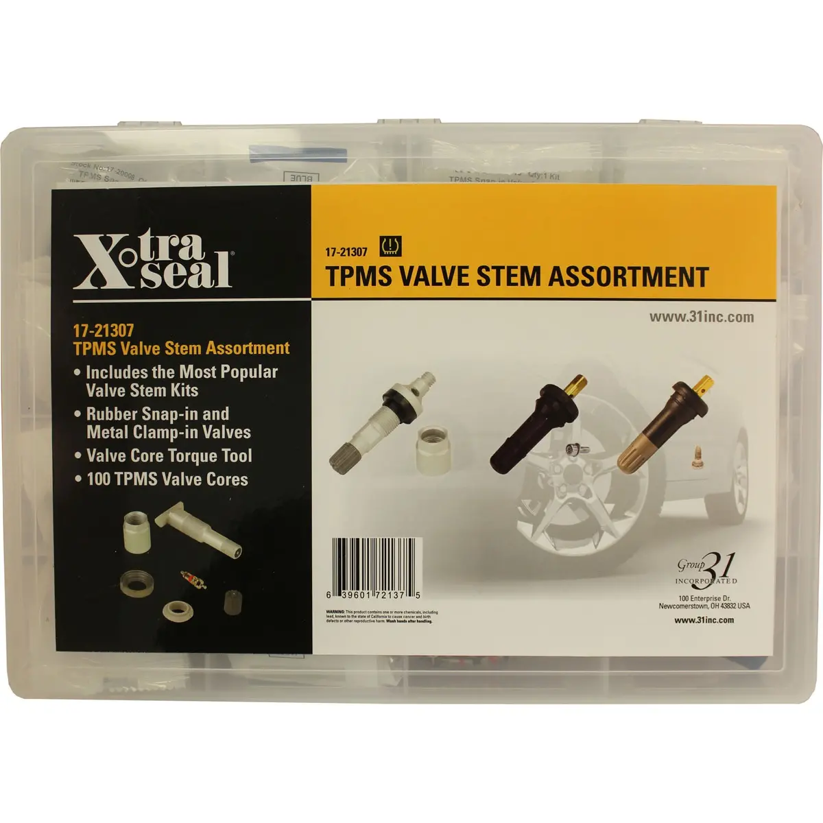 31 Inc 17-21307 Tpms Valve Assortment Kit With Valve Cores And Torque Tool 1
