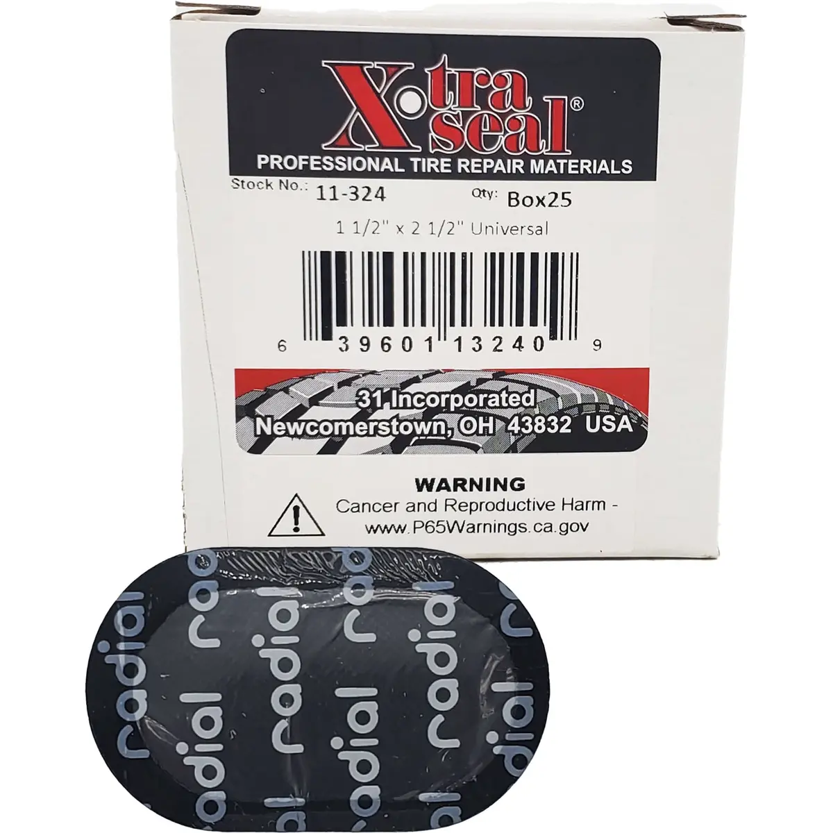 Xtra-Seal 11-324 Oval 1-3/8" X 2-3/8" Universal Tire Repair Patch Box Of 25 1
