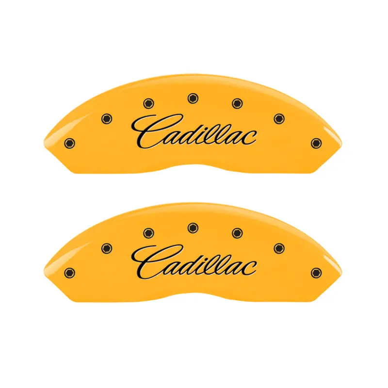 Mgp Engraved 4-Piston Caliper Covers – Yellow/Black Finish, For 2004 Cadillac Cts 1