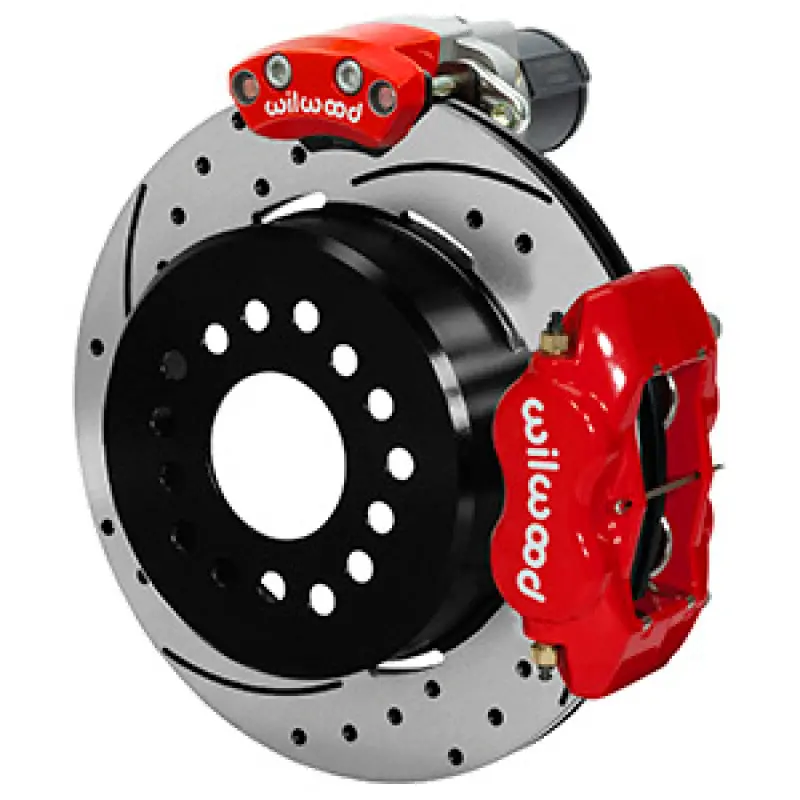 Wilwood Forged Dynalite Rear Electronic Parking Brake Kit - Red Powder Coat Caliper - D/S Rotor 1