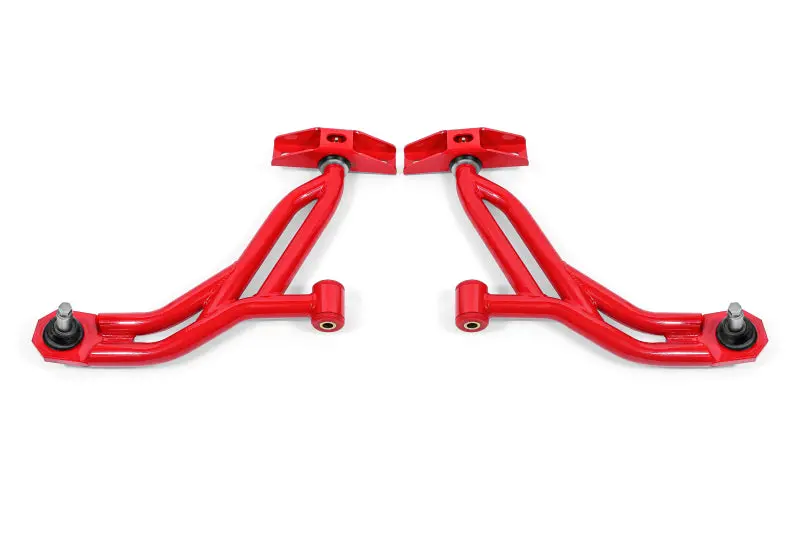 Bmr Non-Adjustable Lower A-Arms – Delrin Bushings & Rod Ends With 19Mm Tall Ball Joint (Red) For 2010–2014 Ford Mustang 1