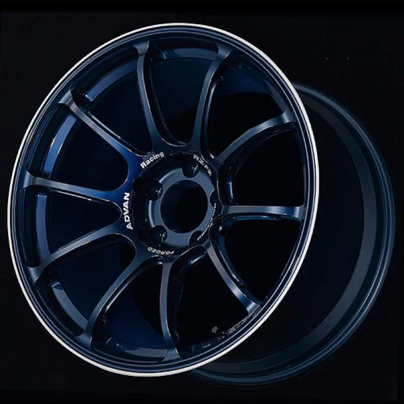 Advan Rz-F2 18X10.0 +35 5-114.3 Racing Titanium Blue & Ring Wheel 1