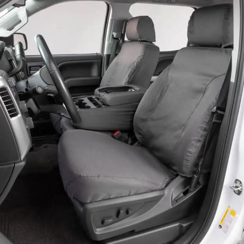 Covercraft Seatsaver Front Row Seat Covers For 2019–2024 Chevrolet Silverado – Polycotton Blend, Grey 1